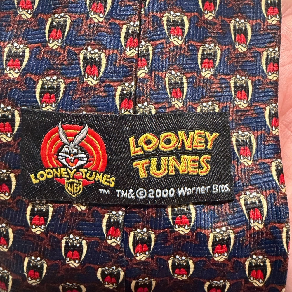 looney tunes taz tasmanian devil‎ aop y2k 56" neck tie #1483 - Picture 3 of 4